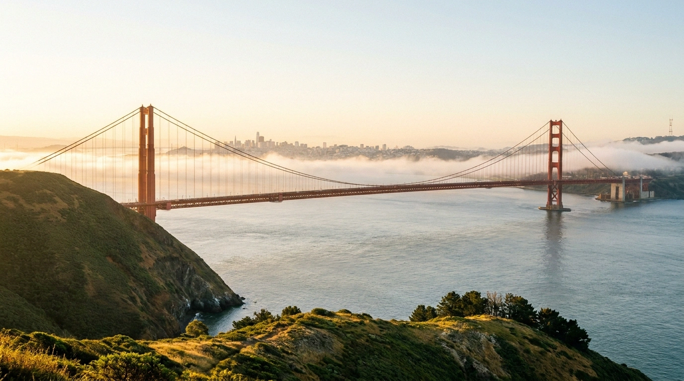 Golden Gate Bridge in California, representing statewide commercial ice machine quote coverage